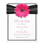Gerbera rosado con reserva negra de la cinta la ta invitacion personalizada