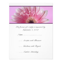 Gerbera rosado hermoso que casa RSVP Invitacion Personal