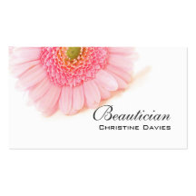 Gerbera rosado, tarjeta de visita blanca