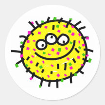 Germen amarillo del dibujo animado etiqueta redonda