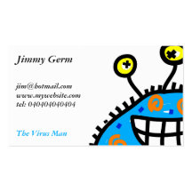 Germen azul del dibujo animado tarjetas de visita