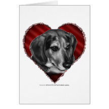 Gerry, beagle con el corazón felicitacion 