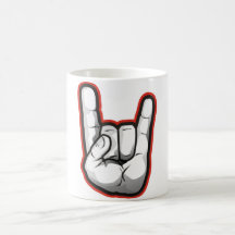 Gesto de mano de los cuernos del diablo tazas