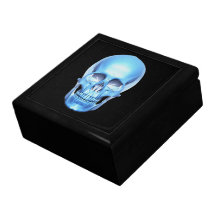 Giftbox brillante azul del cráneo caja de recuerdo