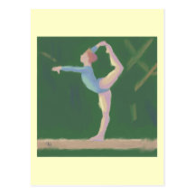 Gimnasta en el haz de balanza, postal
