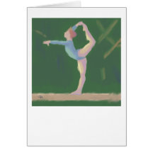 Gimnasta en el haz de balanza, tarjeta de felicita