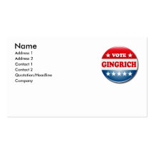 GINGRICH DEL VOTO PLANTILLA DE TARJETA DE NEGOCIO
