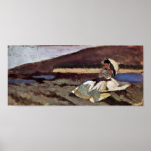 Giovanni Fattori - sentada al aire libre de la dam Posters