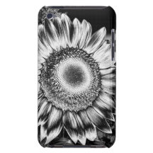 Girasol blanco y negro iPod Case-Mate cárcasa