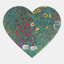 Girasol de Farmergarden, Klimt, flores del vintage Colcomanias De Corazon Personalizadas