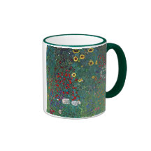 Girasol de Farmergarden, Klimt, flores del vintage Tazas De Café