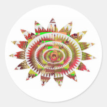 Girasol del estilo de Chakra Pegatina Redonda