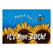 girasol del rastro de la abeja - 28 años felicitacion 