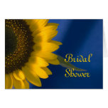 Girasol en tarjeta nupcial azul de la invitación d