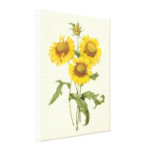 Girasol floral de la flor combinada del vintage po impresión en lona estirada