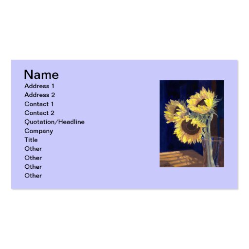 Girasoles amarillos tarjeta de visita