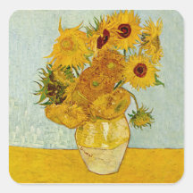 Girasoles de Vincent van Gogh Calcomanías Cuadradas Personalizadas