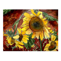girasoles que pintan los regalos del arte tarjeta postal