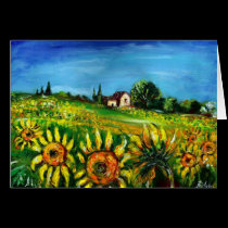 GIRASOLES Y CAMPO EN TOSCANA tarjetas