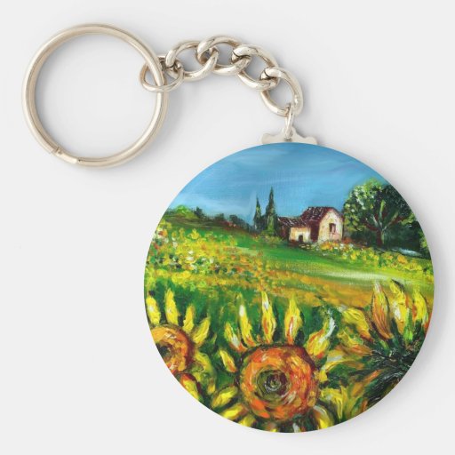GIRASOLES Y CAMPO EN TOSCANA LLAVEROS PERSONALIZADOS