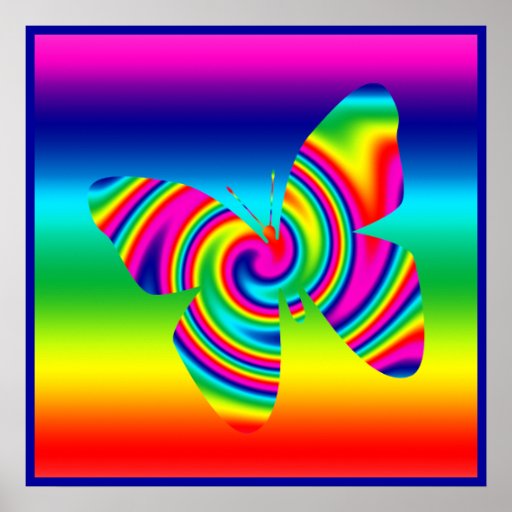 Giro formado mariposa del arco iris posters