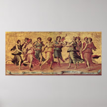 Giulio Romano - danza de Apolo con las musas Poster