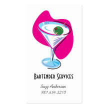 glass_fuchsia de martini del camarero tarjetas de visita