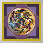 Glass Mandala Universe Purple Square Art Poster ポスター