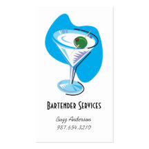 glass_turquoise de martini del camarero tarjeta personal