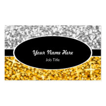 Glitz tarjeta de visita oval negra del "oro" de la