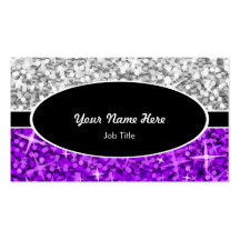 Glitz tarjeta de visita oval negra púrpura de la "