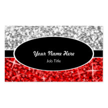 Glitz tarjeta de visita oval negra roja de la "pla