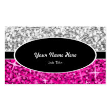 Glitz tarjeta de visita oval negra rosada de la "p