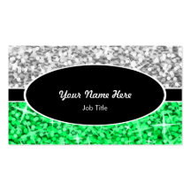Glitz tarjeta de visita oval negra verde de la "pl