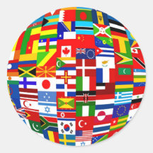 Globo de la bandera pegatina redonda