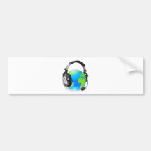 Globo del mundo de las auriculares del puesto de i pegatina de parachoque