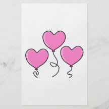 Globo rosado del corazón con el esquema negro tarjeton