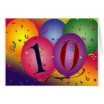 ¡globos 10 años del cumpleaños! tarjeton