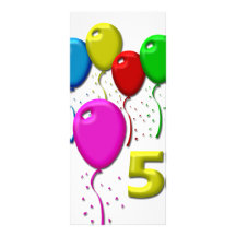 globos 5 años tarjeta publicitaria personalizada