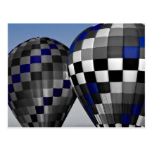 Globos azules del aire caliente tarjetas postales