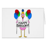 Globos caprichosos del feliz cumpleaños del flamen tarjeta