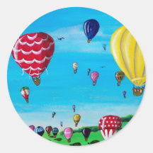 Globos del aire caliente pegatina redonda