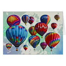 Globos del aire caliente tarjeton