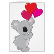 Globos del corazón de la koala tarjeton