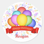 Globos del cumpleaños y pegatinas de la bandera