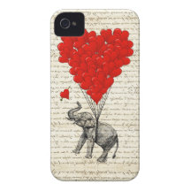 Globos románticos del elefante y del corazón iPhone 4 protectores