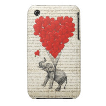 Globos románticos del elefante y del corazón Case-Mate iPhone 3 carcasas