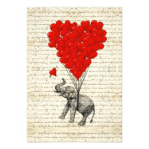 Globos románticos del elefante y del corazón comunicado
