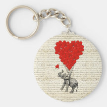 Globos románticos del elefante y del corazón llavero personalizado