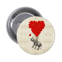 Globos románticos del elefante y del corazón pins